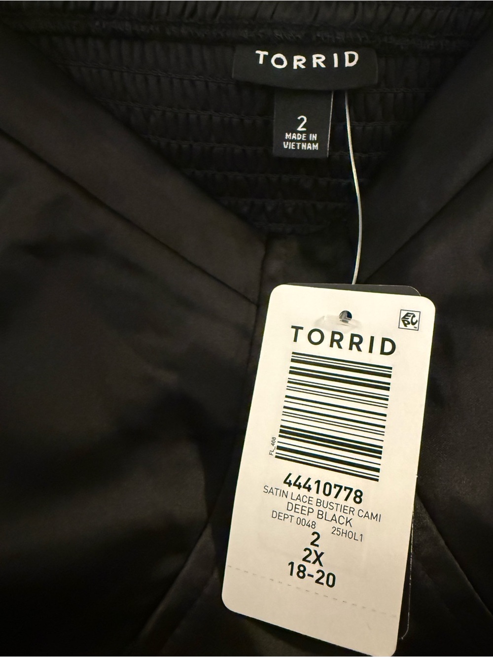 torrid Black Satin Lace Bustier Cami - Picture 2 of 6